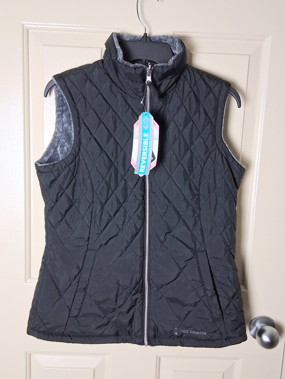 Free Country Women Reversible Vest Size Small Black&Gray NWT